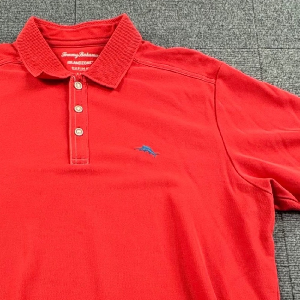 Tommy Bahama IslandZone Red Supima Cotton Blend Polo Shirt Mens Large
